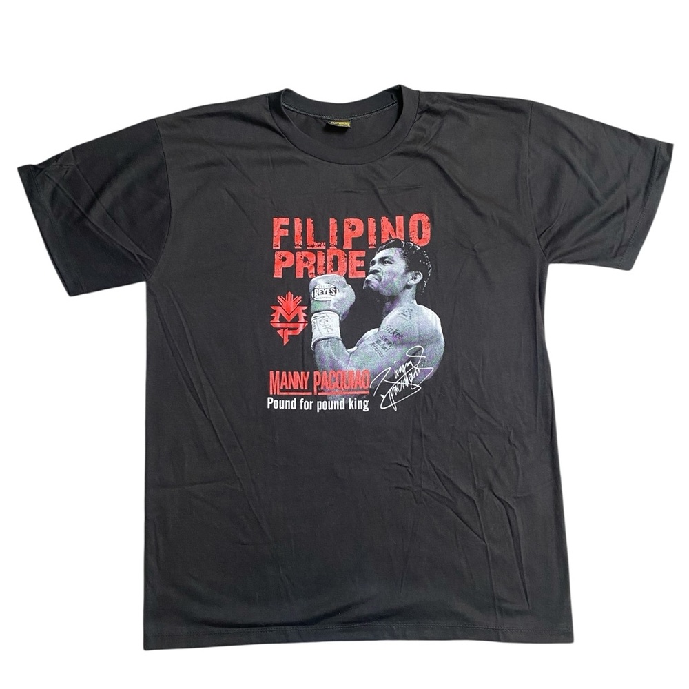 VINTAGE Manny Pacquiao PACMAN "Filipino Pride" T-Shirt Black 2XL Boxing